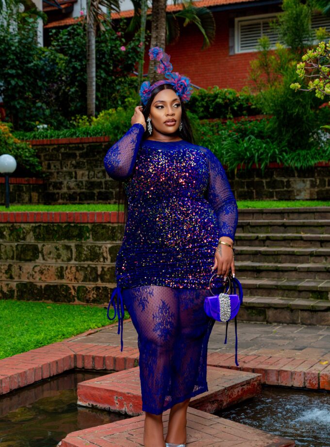 Sequin and chantily lace dress.