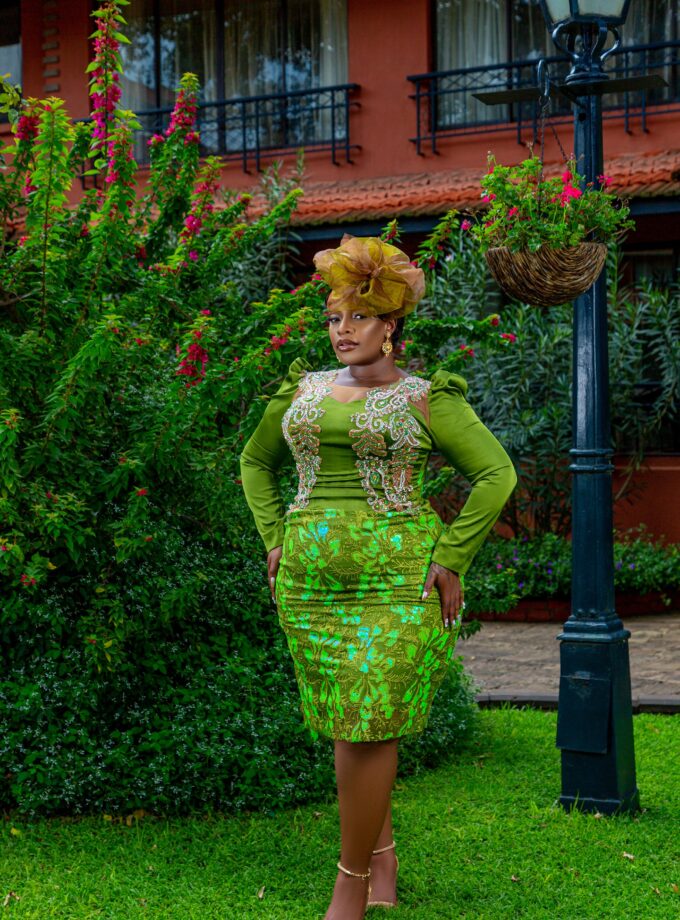 Olive luxe detailed dress