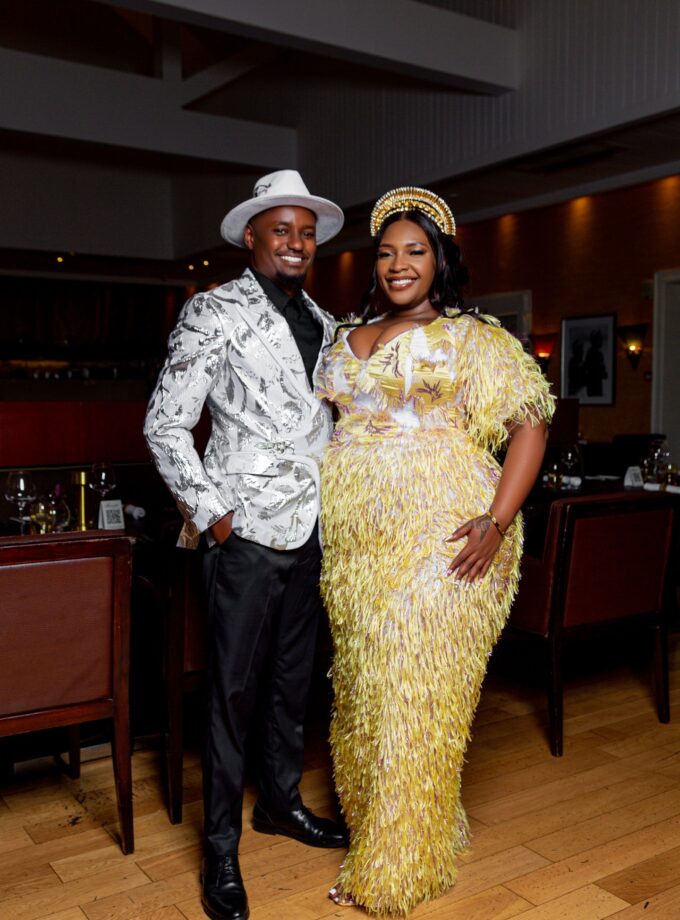 Brocade with faux fur dress