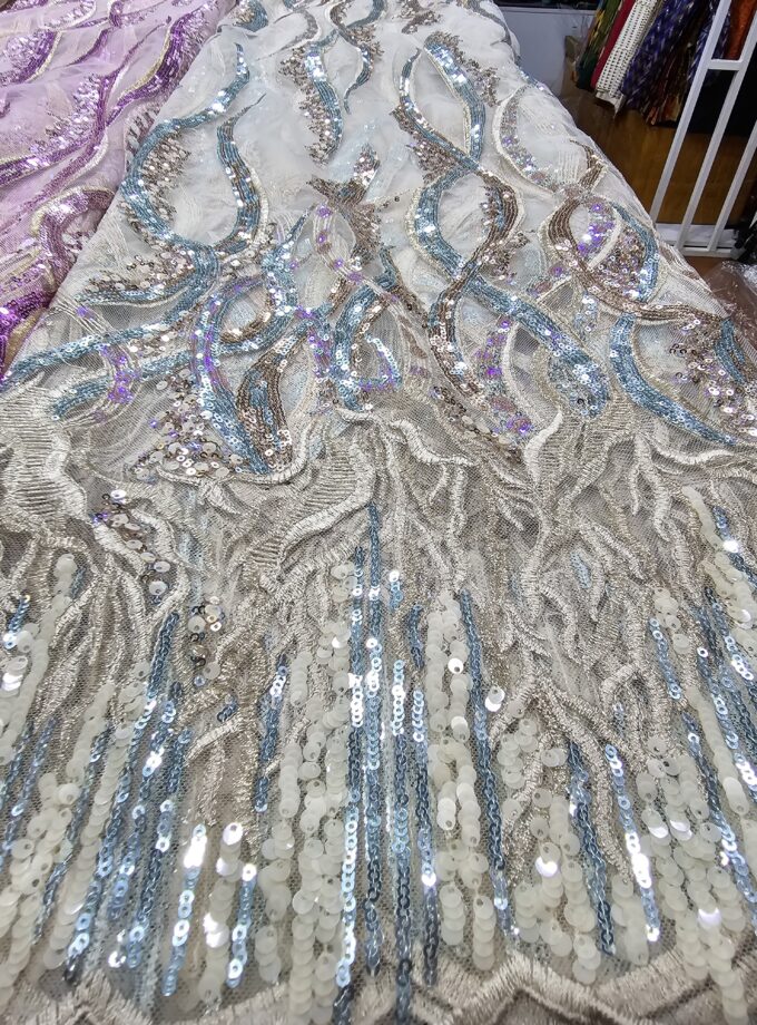 Embroidery and Sequin on tulle/y