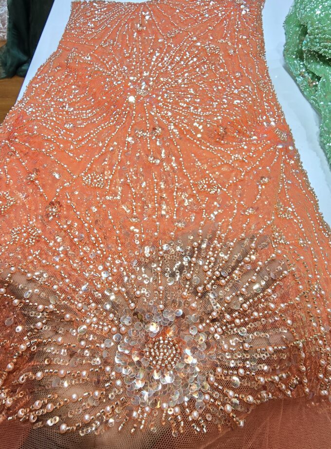 Beaded sequin tulle lace