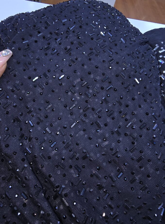 Stretch tulle lace with mirror and swarovski