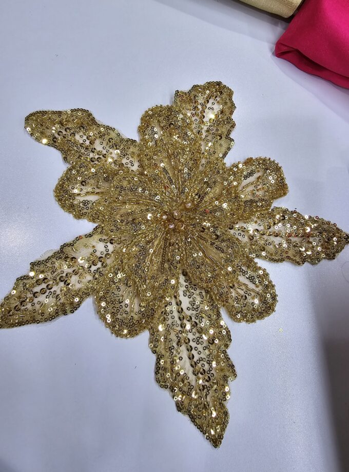 Gold 3d Flower appliqué