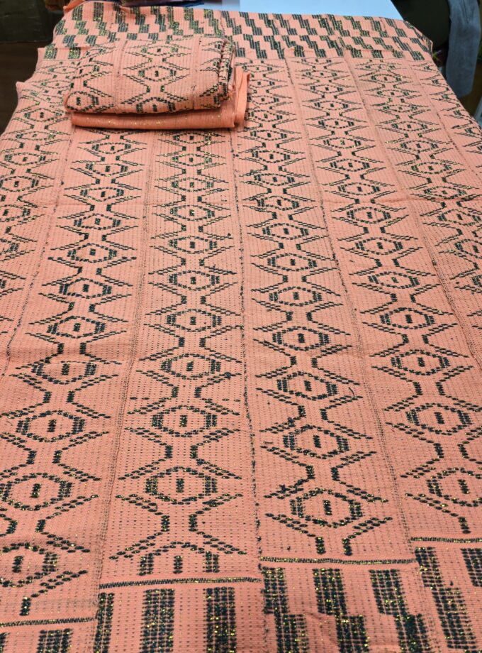 Wooven kente - peach and green combo
