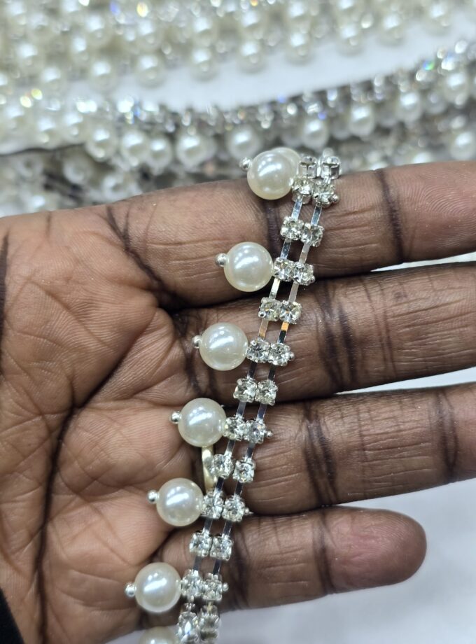 Pearl rhinestone trim per yard