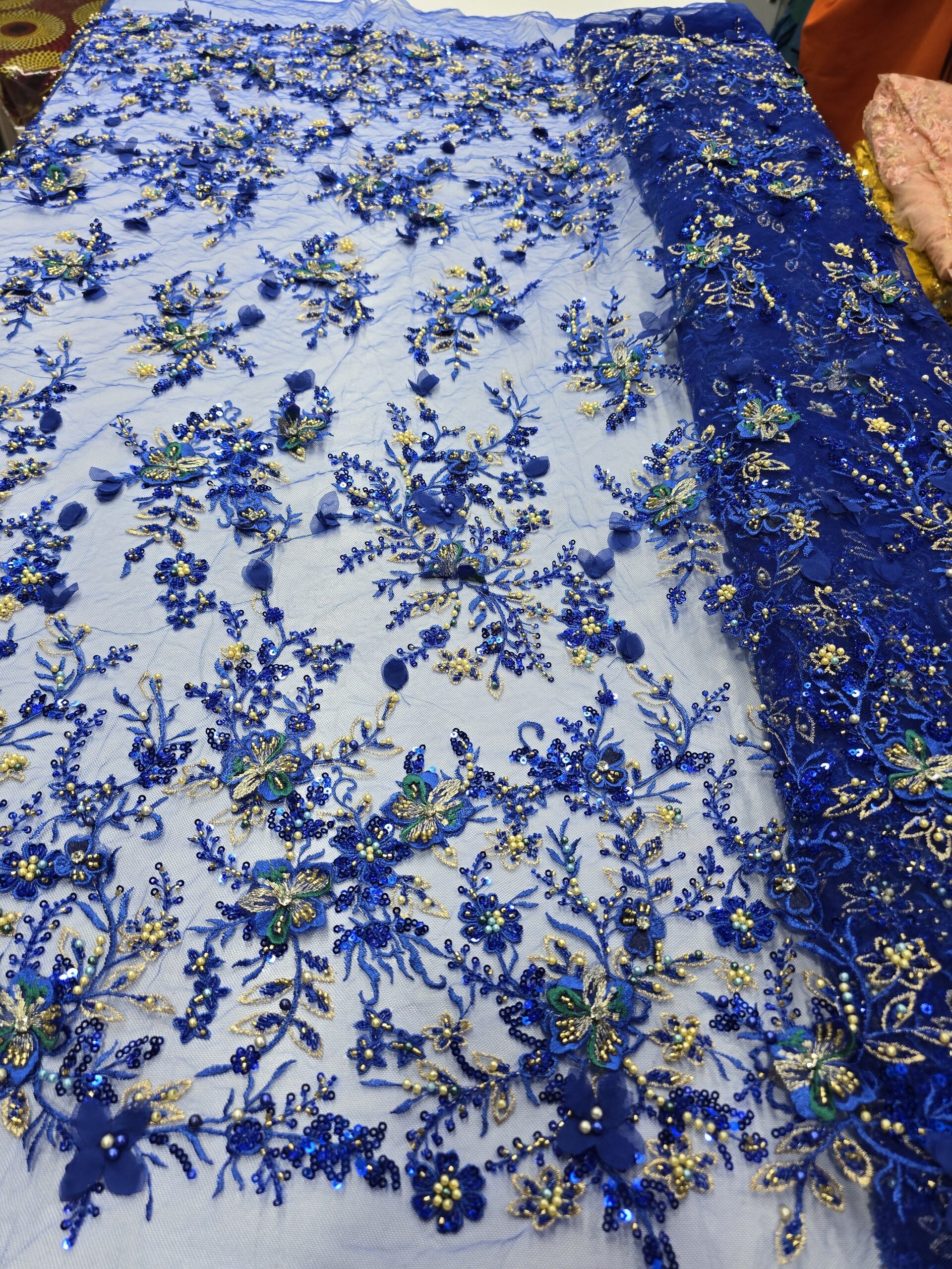 3D Beaded lace with rhinestones/y - Image 2